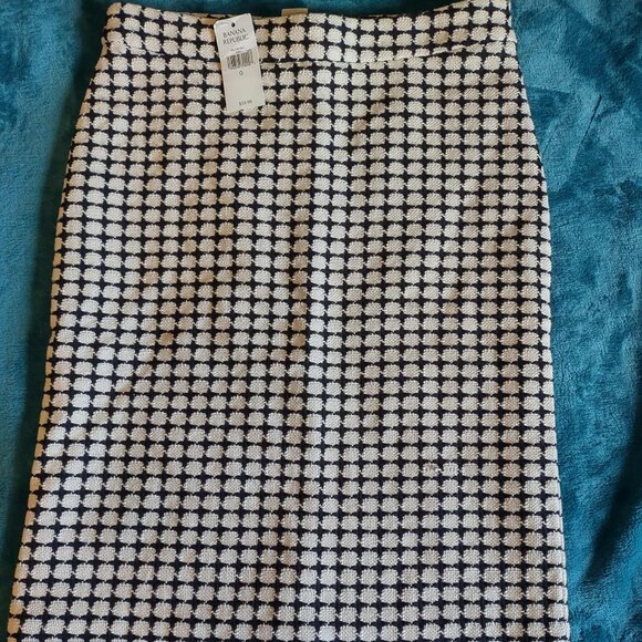 Banana Republic Textured Black and White Cotton Blend Pencil Mini Skirt NWT - Picture 1 of 4
